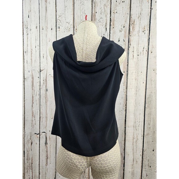 Dana Buchman 10 Black Drape Neck Career Work Blouse Top Shirt Stretch Orig. EUC - Picture 3 of 6